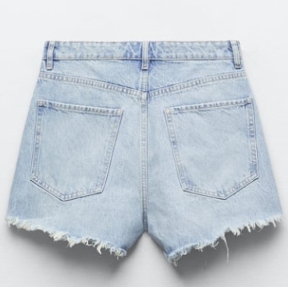 NWT Zara‎ High rise frayed jeans shorts,100% cotton denim,size 10/jeans … - Picture 5 of 12